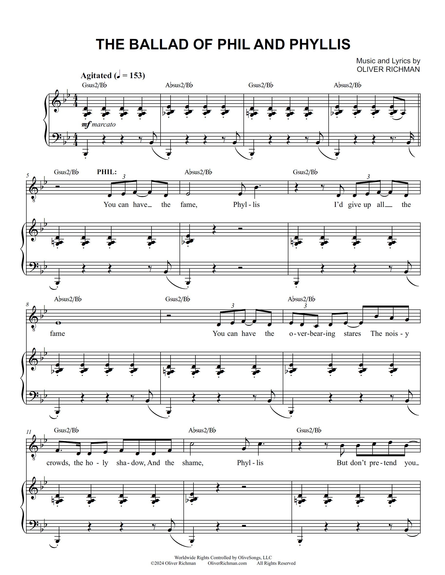 Official Sheet Music for "The Ballad of Phil & Phyllis"